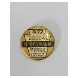 1932 Pennsylvania Resident Fishing License