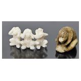 (2) Small Antique Hand Carved Animal Figures