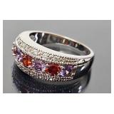 Sterling Silver Ring Ruby & Amethyst Ring