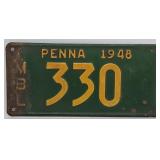 1948 Pennsylvania Motor Boat License Plate