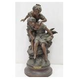 18" Cast Metal "La Bonne Capture" Sculpture