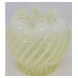 Fenton Yellow Vaseline Optic Opalescent Rose Bowl