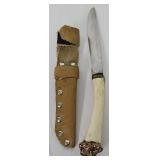 Bone Handle Fixed Blade Knife & Sheath