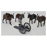 (4 Pc) Britains Die Cast Mountain Artillery Mules