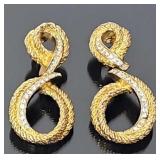Christian Dior Gold tone Rhinestone Earrings