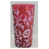 Fenton Cranberry Opalescent Daisy & Fern Tumbler