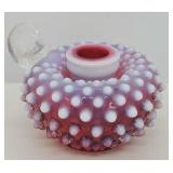 Fenton Cranberry Opalescent Hobnail Candlestick