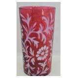 Fenton Cranberry Opalescent Daisy & Fern Tumbler