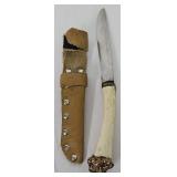 Bone Handle Fixed Blade Knife & Sheath