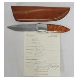 Russell Easler Fixed Blade Knife w/Leather Sheath