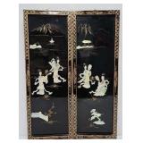 Pr. Black Lacquer & Mother of Pearl Wall Panels