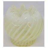 Fenton Yellow Vaseline Optic Opalescent Rose Bowl