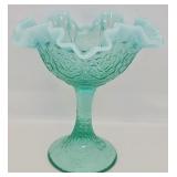 Fenton Aqua Opalescent Persian Medallion Compote