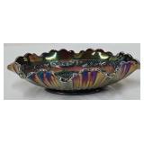 Fenton Green Carnival Glass Poppy Candy Dish