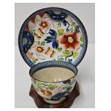 1800ï¿½s Gaudy Dutch Floral Rose Cup + Saucer