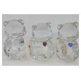(3) Fenton Crystal Birthday Bear Paperweights