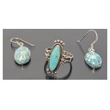 Native American Sterling Silver Ring & Earring