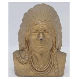 c1978 Cast Iron  Indian Chief Bust Coin Still Bank
