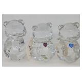 (3) Fenton Crystal Birthday Bear Paperweights