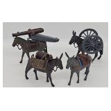 (4 Pc) Britains Die Cast Mountain Artillery Mules