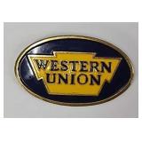 Enamel on Brass Western Union Messenger Badge