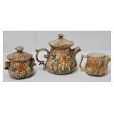 c1970's (3 Pc) Ceramic Mushroom Motif Tea Set