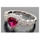 Sterling Silver Heart Ring (size 9 1/2)