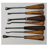(7) Antique Wood Carving Gouging Chisels