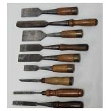 (9) Antique Wood Chisels