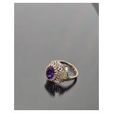 Sterling Silver & 2ct Sapphire Filigree Ring