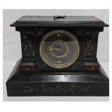 Antique Cast Iron Mantle Clock w/Key