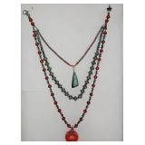 19ï¿½L 3 Strand Turquoise and Coral Style Necklace