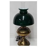 Antique Brass Rayo Lamp w/Emerald Shade