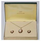 1940ï¿½s Gold Filled Cameo Necklace & Earrings