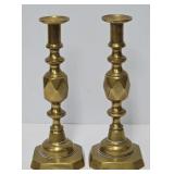 Pr Antique Solid Brass 12' Candlesticks