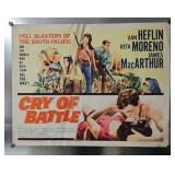 1963 'Cry of Battle' Half Sheet Movie Poster