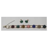 Mid Century GF Scarab Bracelet & Earrings