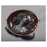 Antique Amber Glass Cameo Brooch