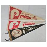 (3) Vintage Felt Sports Pennants -