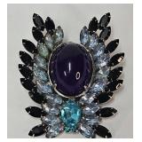 Large Rhinestone Brooch. Signed Dominique