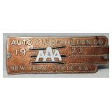 1927 New York State AAA License Plate Topper
