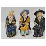 (3) 5'H Seated Chinese Mud Man Figures