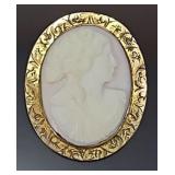Antique "Angel Skin" Shell Cameo Brooch