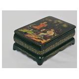 Russian Palekh Green Lacquer Box