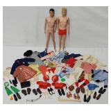 (2) 1960 Barbie Family Ken Dolls & Accessories