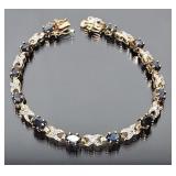 Sterling Silver Sapphire & Diamond Accent Bracelet