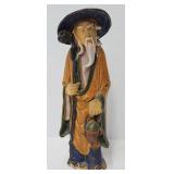 12 3/4'H Chinese Mud Man Figure Holding Teapot