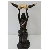 'Conjuring Back the Buffalo' Indian Statue Signed