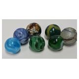 (7) 3/4' Antique Machine Made Marbles