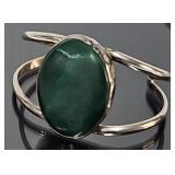 Native American Silver & Malachite Cuff Bracelet